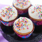 A look at the finished cream soda cake mix cupcakes ready to serve.