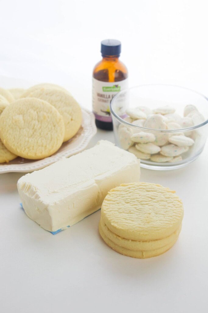 The ingredients needed to make the sugar cookie truffles.