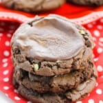 Chocolate Mint Cookies stacked.