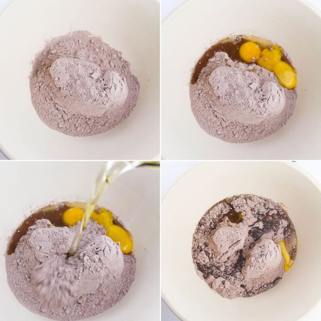 Mixing the chocolate mint cookie batter.