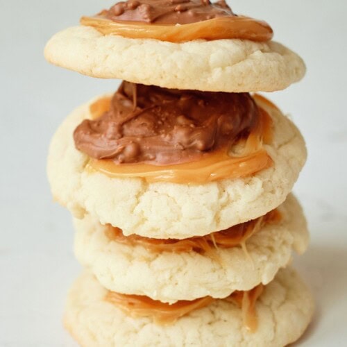 A stack of the easy twix cookies.