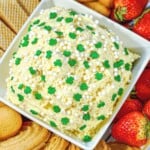 Shamrock Dunkaroo dip with crackers and fruit.
