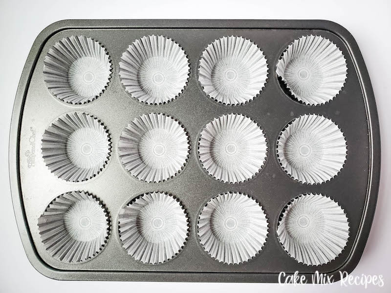 Cupcake pans lined and ready to go. 
