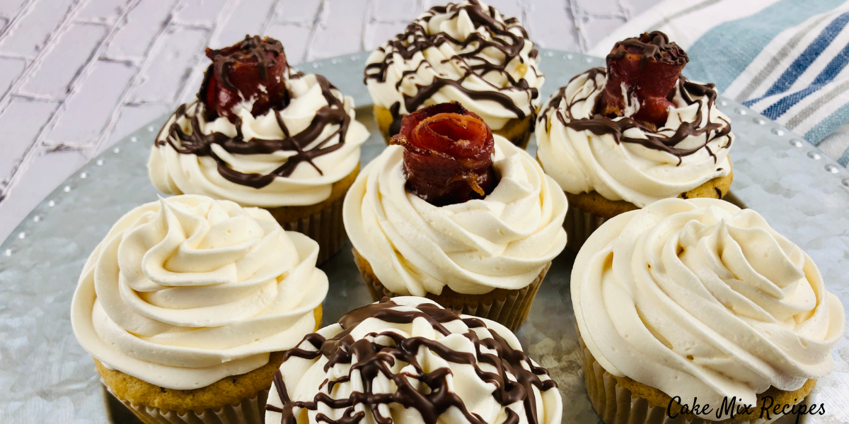 Featured image showing the finished maple baourbon cupcakes ready to eat.