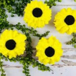 Four oreo sunflower cupcakes.