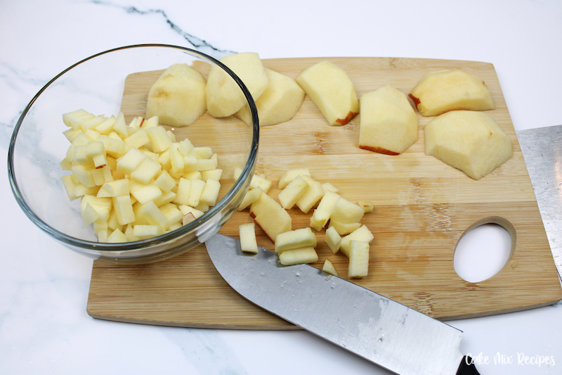 prepping the apples for the apple bundt cake recipe. 