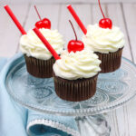 Featured image showing a finished root beer cupcakes with cake mix