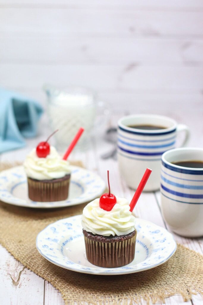 Two root beer cupcakes with cake mix.