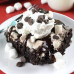 close up of piece of hot cocoa dump cake