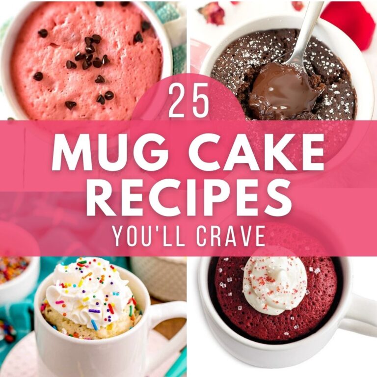 a collection of mug cakes with cake mix recipes