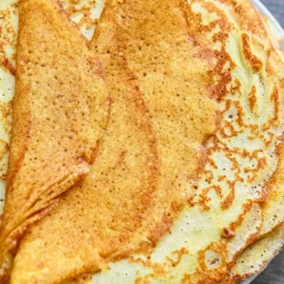 pancake mix crepes on a white plate