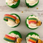 A topshot of the st. Patricks day cupcakes.