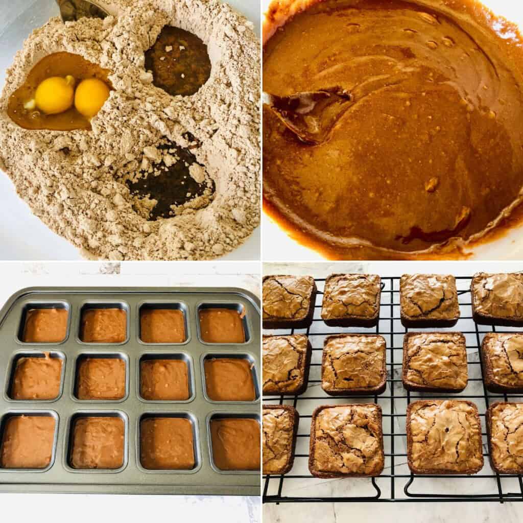 Making the batter and baking the dessert.