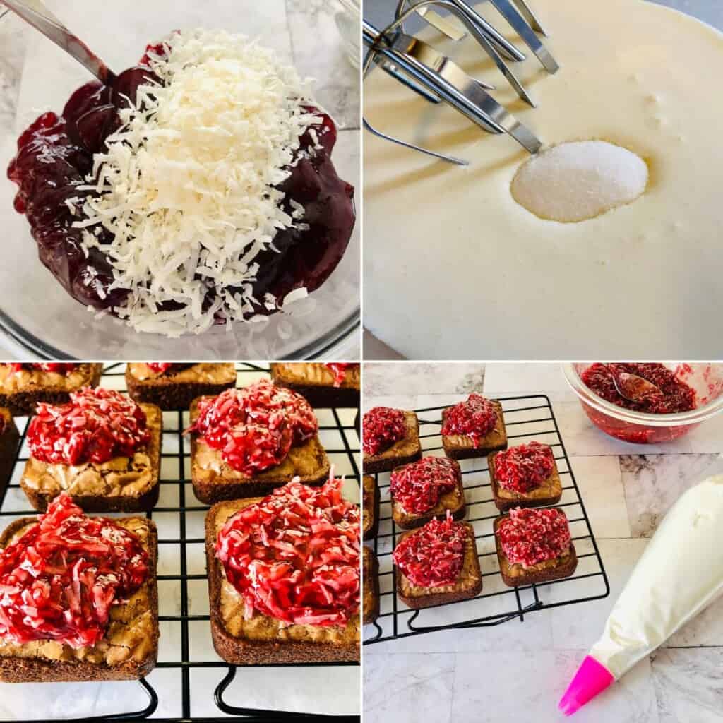Creating the raspberry sauce and finishing the dessert.