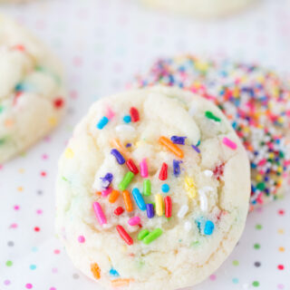 funfetti cake mix cookies topped with rainbow sprinkles