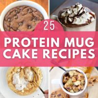 an assortment of protein mug cake recipes