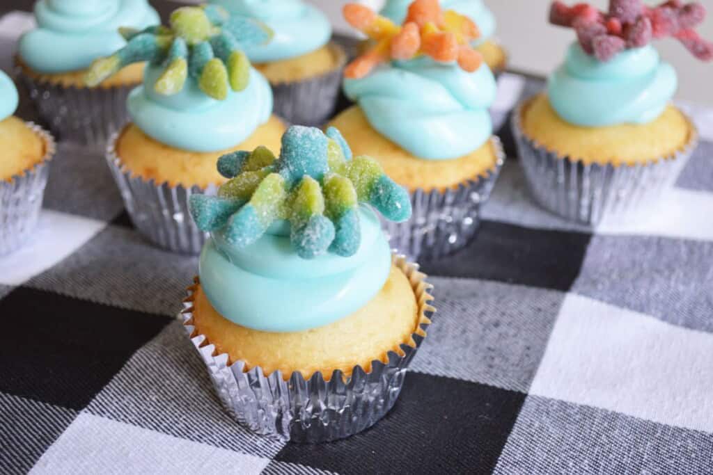 A tray of octopus cupcakes.
