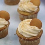 A close up on the banana pudding cupcake.