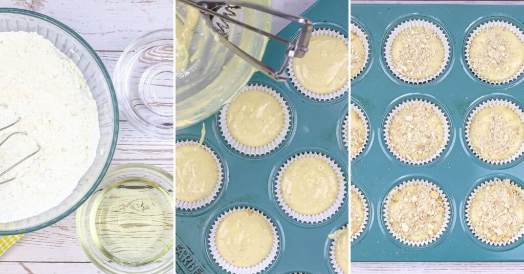Mixing the batter and baking the banana pudding cupcakes.