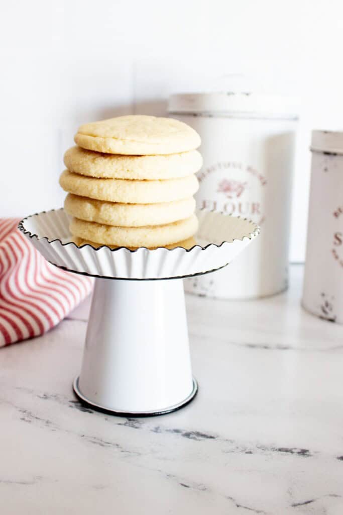 A stack of the treats on an elevated dish.