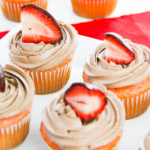 strawberry chocolate cupcakes on a white plate