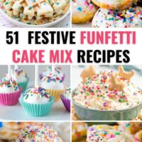 various funfetti desserts with colorful rainbow sprinkles