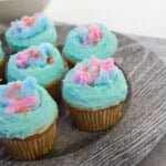 A try of cotton candy cupcakes.