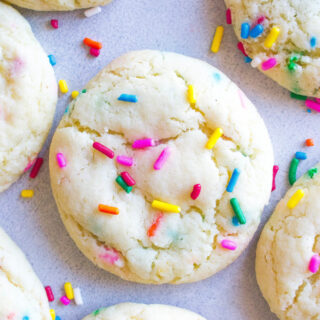 funfetti cake mix cookies with colorful sprinkles on top