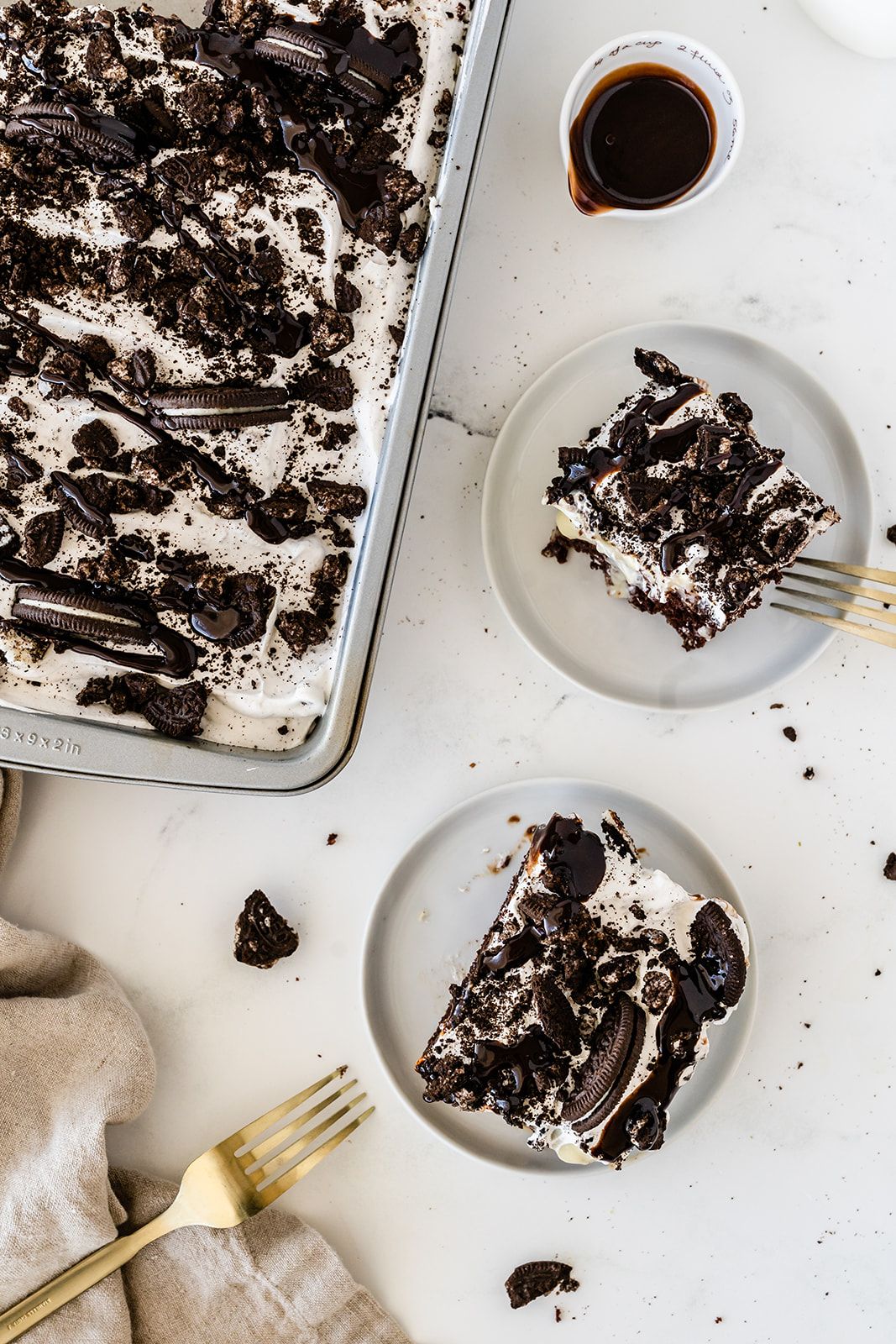 The finished dessert in a pan.