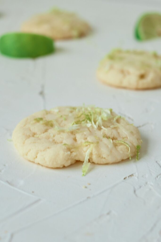 Key Lime Pie Cookies sprinkled with lime zest.