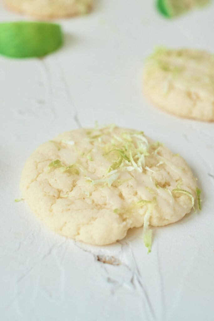 Key Lime Cookies sprinkled with lime zest.