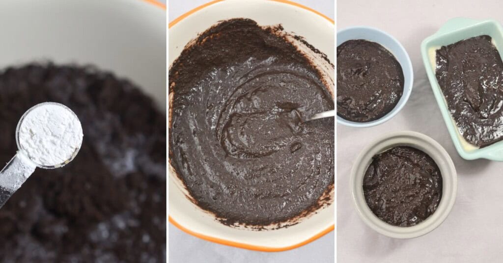 Mixing the batter and baking.