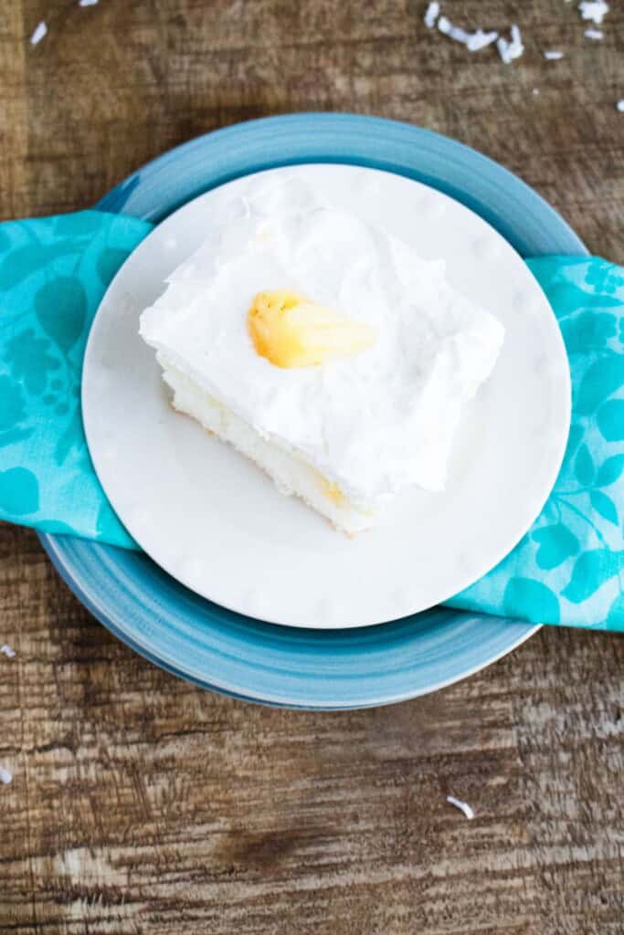 A top shot of a slice of the dessert.