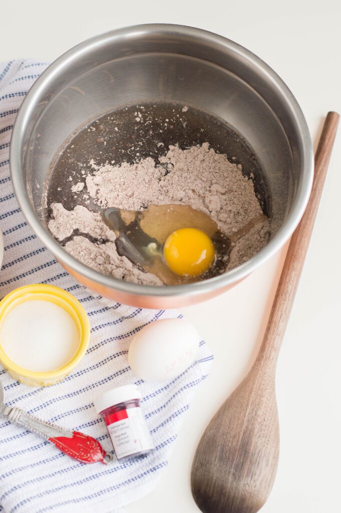 Making the cookie batter.