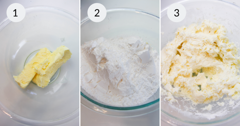 a collage of 3 images showing how to make the batter for sunkist orange cupcakes