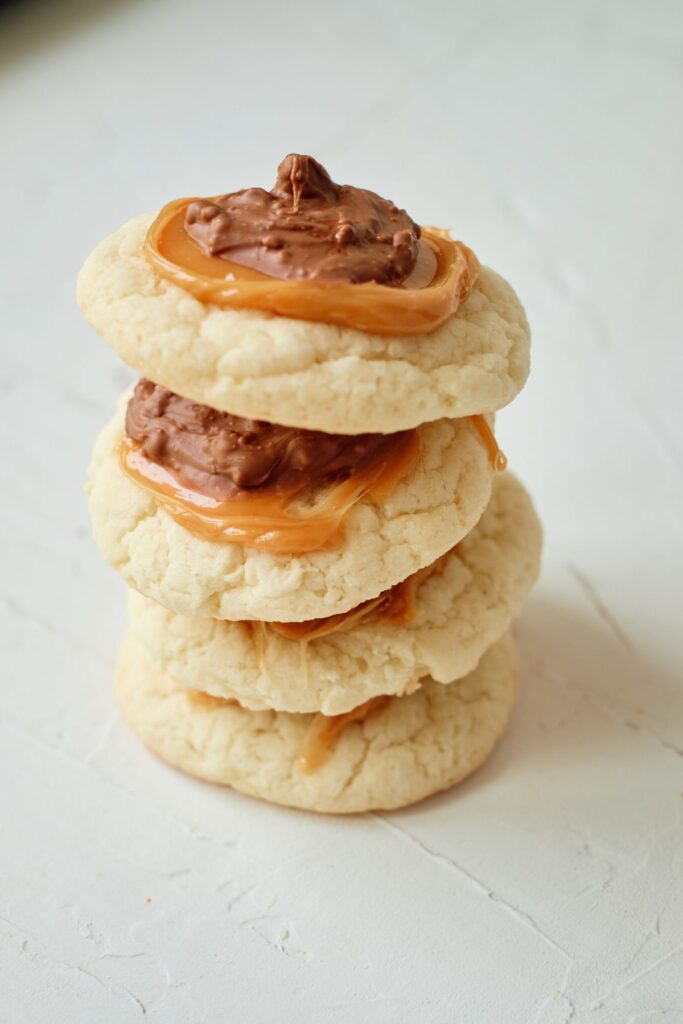 4 twix bar cookies stacked