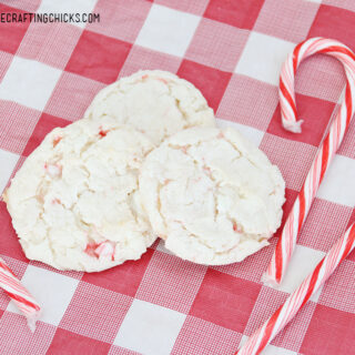 Peppermint Cake Mix Cookies surrounded by candy canes