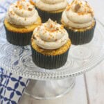 A tray of finished butterfinger cupcakes.
