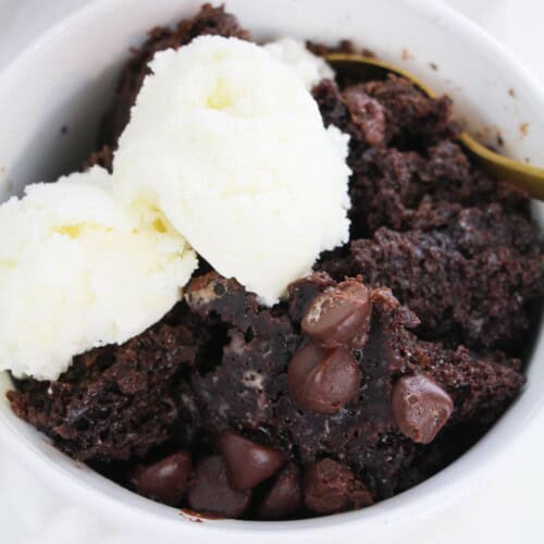 A top shot of the chocolate lava cake.