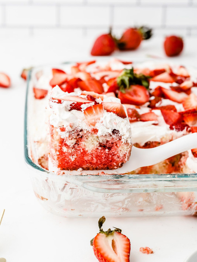 Jello Strawberry Poke Cake - WEBSTORY COVER