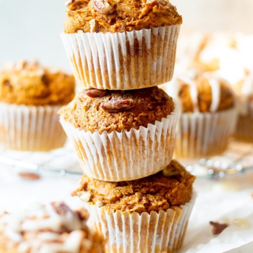 Pumpkin spice muffins with chopped pecans