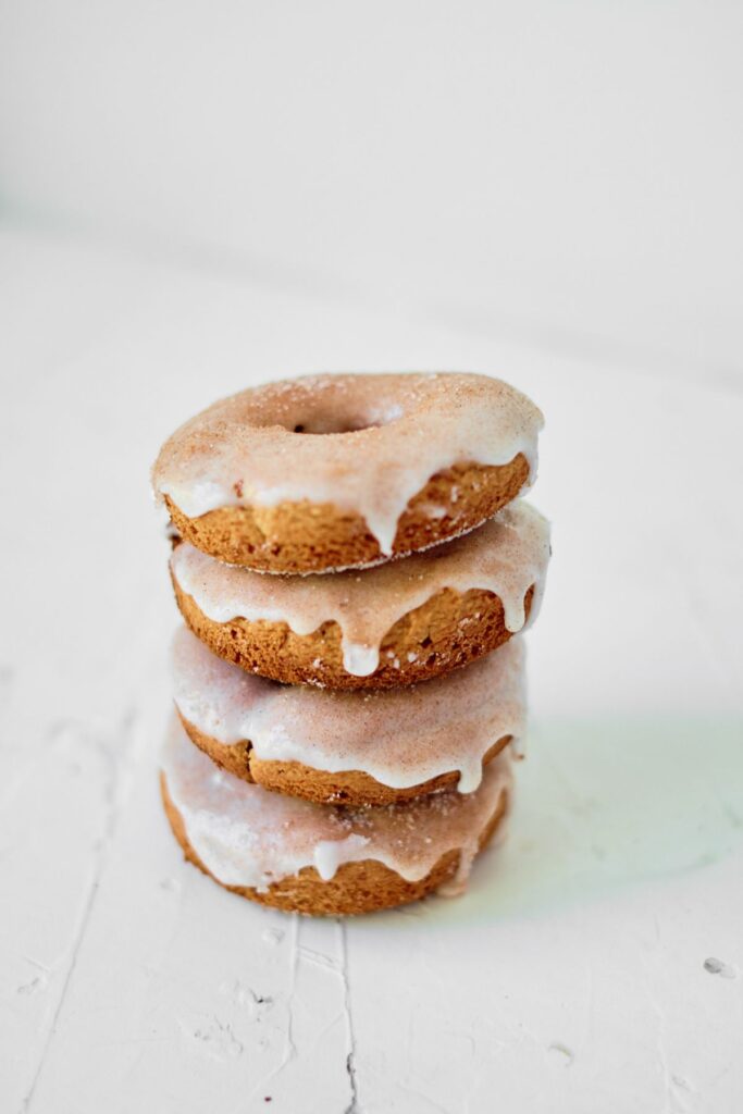 stack of Cinnamon baked donuts from Cake Mix.