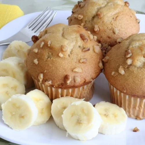 Banana muffins with chopped walnuts