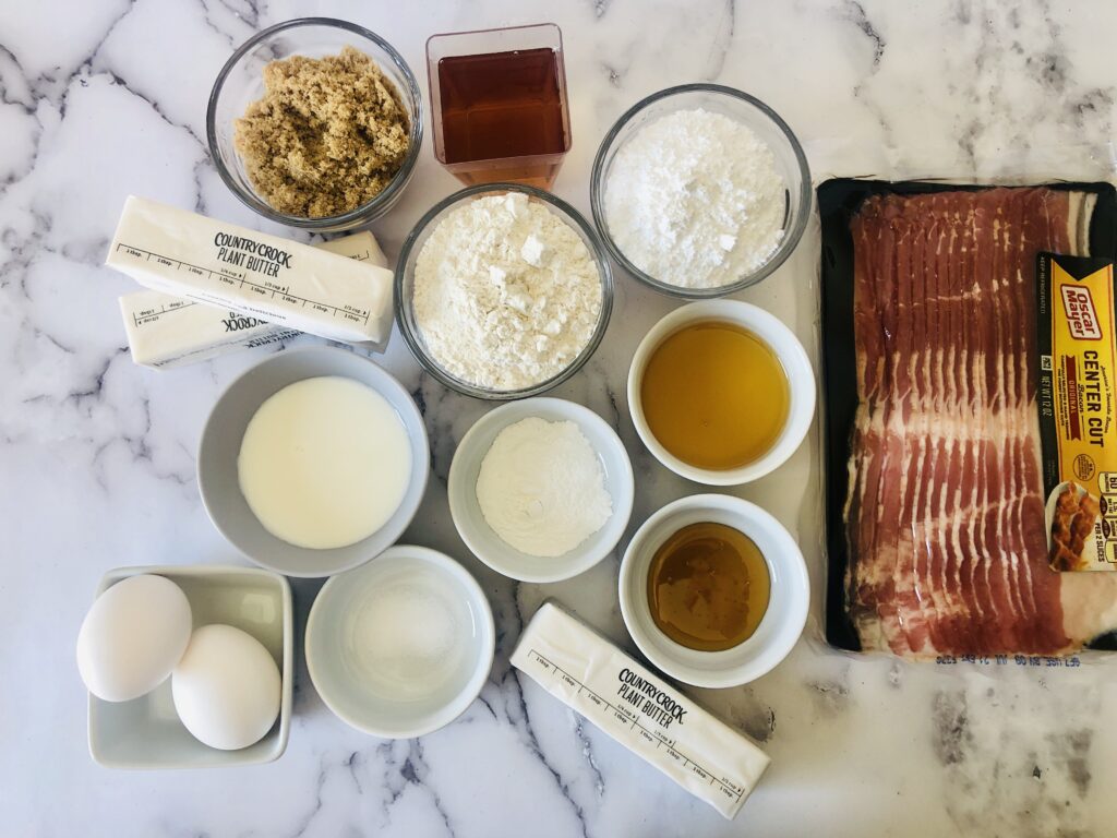 ingredients needed to make cupcakes with bacon.