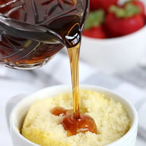 Pancake in a mug with syrup
