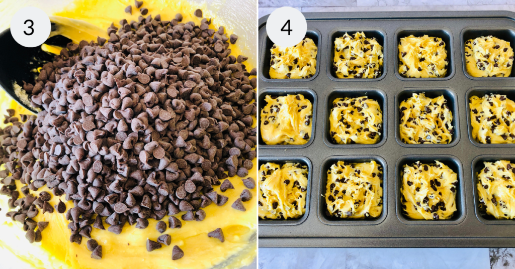 a collage of 2 images showing how to make the easy cookie bars.