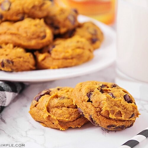 Soft pumpkin chocolate chip cookies