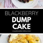 Two views of the blackberry dump cake.