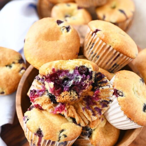 bunch of blueberry muffins