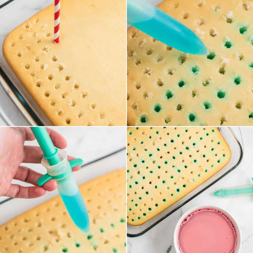 Baking the cake and filling the holes.